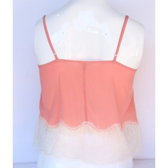 Wilfred Aritzia Women's Size XXS Orange Chimere Camisole Silk Lace Trim Tank Top - Picture 5 of 6